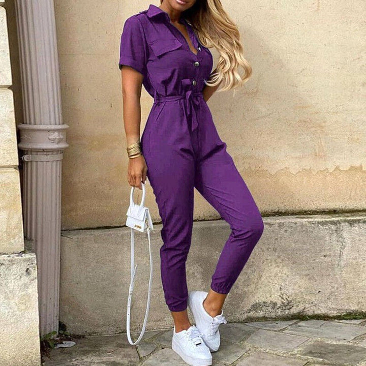 Saylor | Women's Tie-Waist Ankle-Length Jumpsuit - Violet