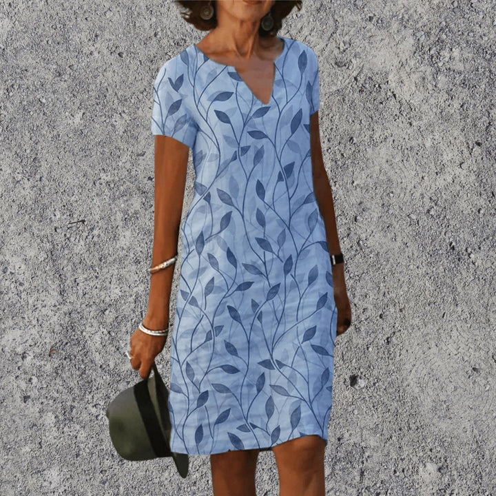 Scarlett | Women's V-Neck Midi Dress with Breathable Comfort - Lichtblauw