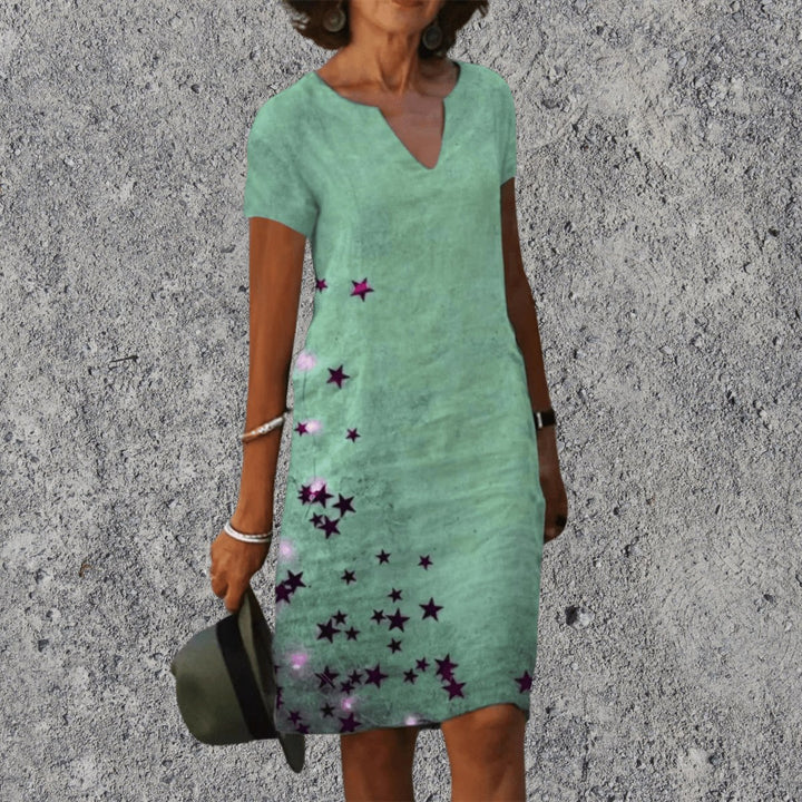 Scarlett | Women's V-Neck Midi Dress with Breathable Comfort - Lichtgroen