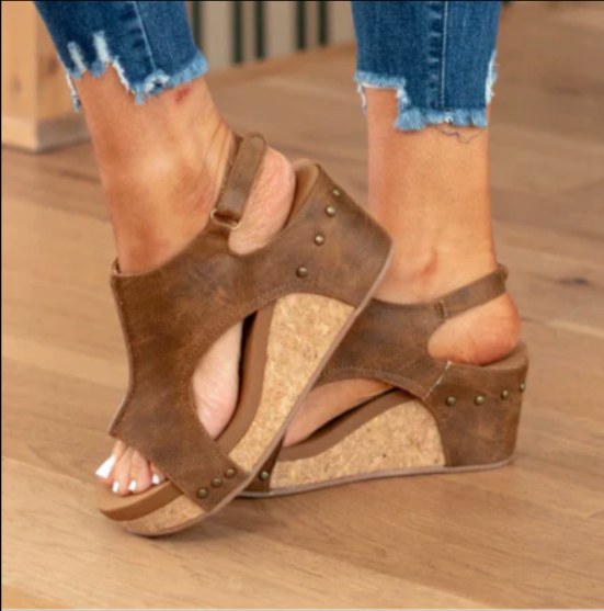 Selah | Women's Wedge Slingback Sandals - Brown
