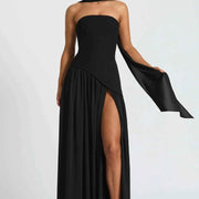 Seraphina | Women's Maxi Dress with Side Slit and Draped Details