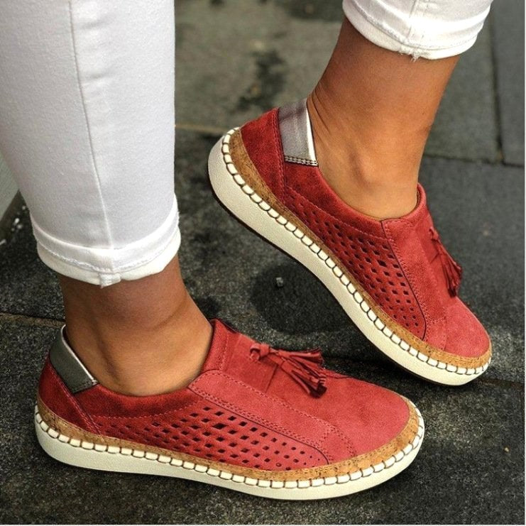 Sharna | Women's Orthopedic Comfort Slippers, Arch Support Home Shoes | The Shrader Sisters | Red