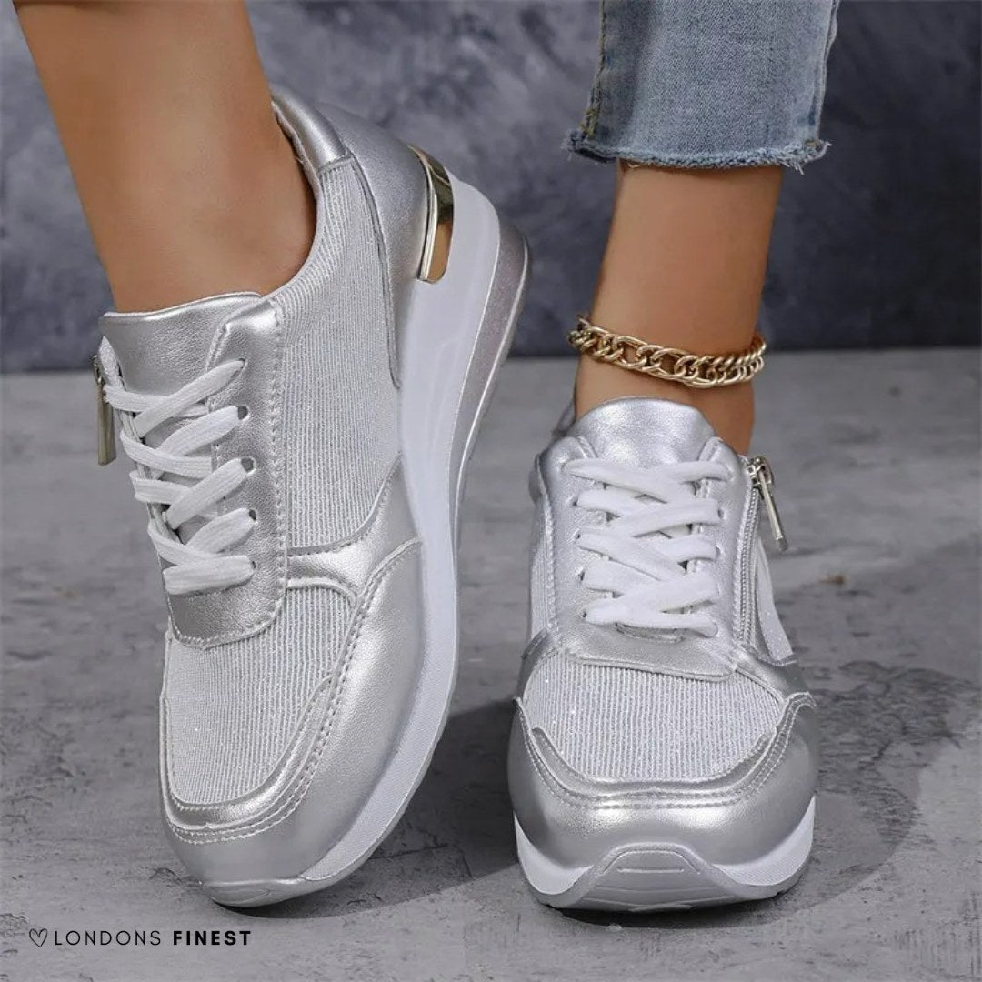 Sharnie | Women's Orthopedic Slip-On Shoes, Supportive Walking Shoes | The Shrader Sisters | Silver