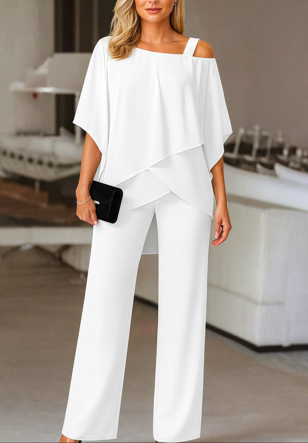 Shayla | Women's Evening Two-Piece Set, Elegant Occasion Suit | The Shrader Sisters | White