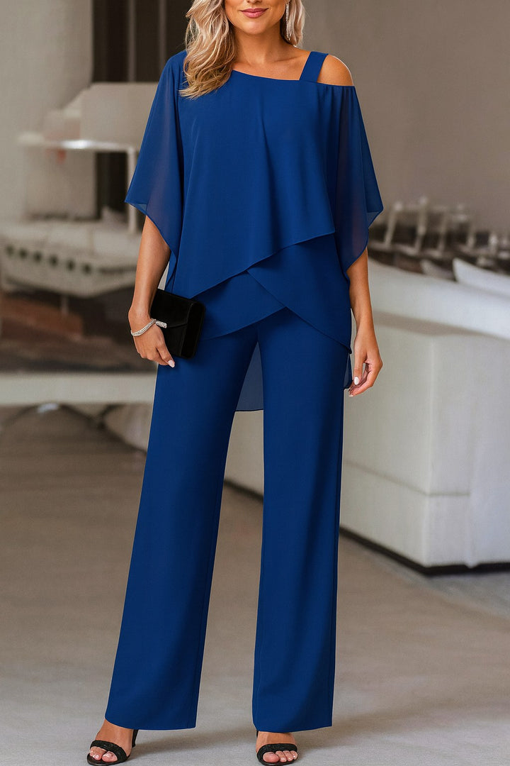 Shayla | Women's Evening Two-Piece Set, Elegant Occasion Suit | The Shrader Sisters | Dark Blue