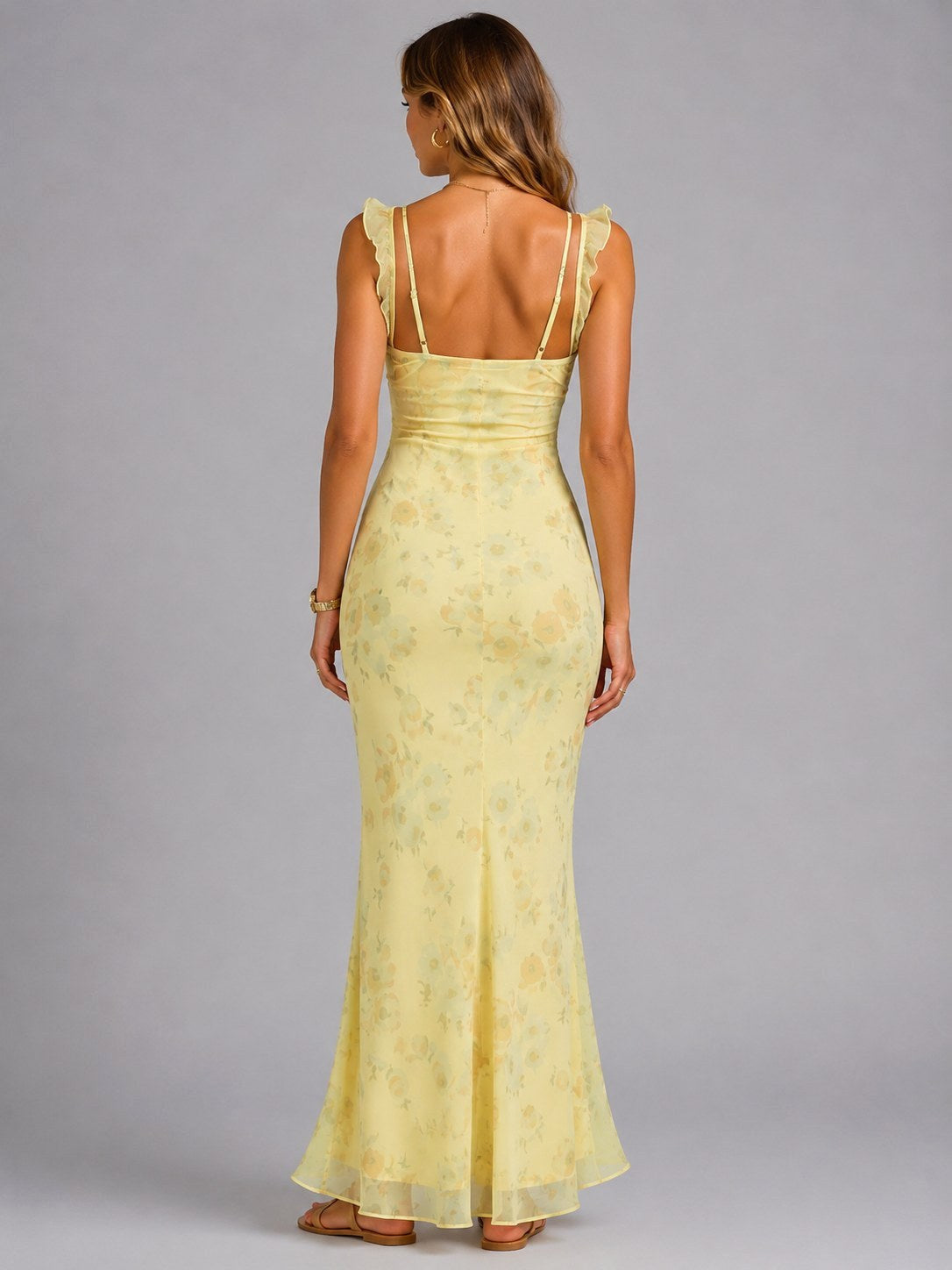 Sheree | Women's Floral Maxi Dress with Ruffle Straps, Wedding Guest Dress | The Shrader Sisters