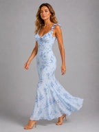 Sheree | Women's Floral Maxi Dress with Ruffle Straps, Wedding Guest Dress | The Shrader Sisters