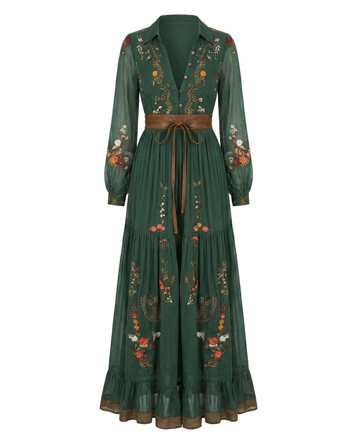 Sienna | Women's Embroidered Bohemian V-Neck Maxi Dress - image 6
