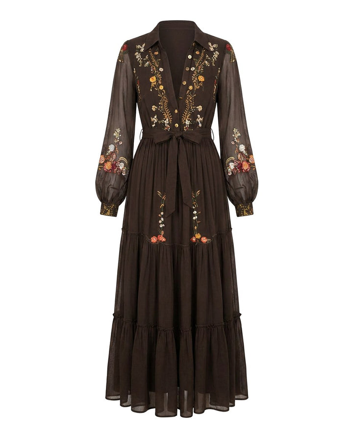 Sienna | Women's Embroidered Bohemian V-Neck Maxi Dress - image 7