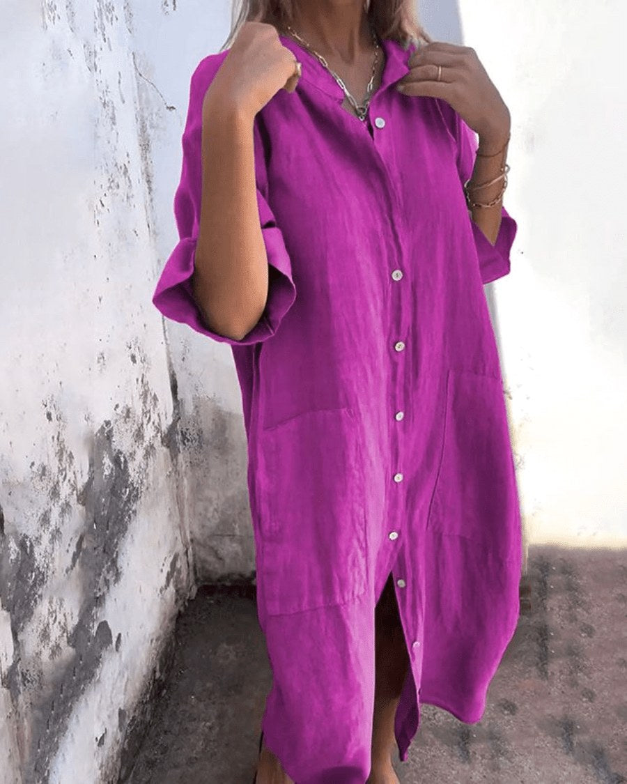 Sienna | Women's Lightweight Shirt Dress - Purple