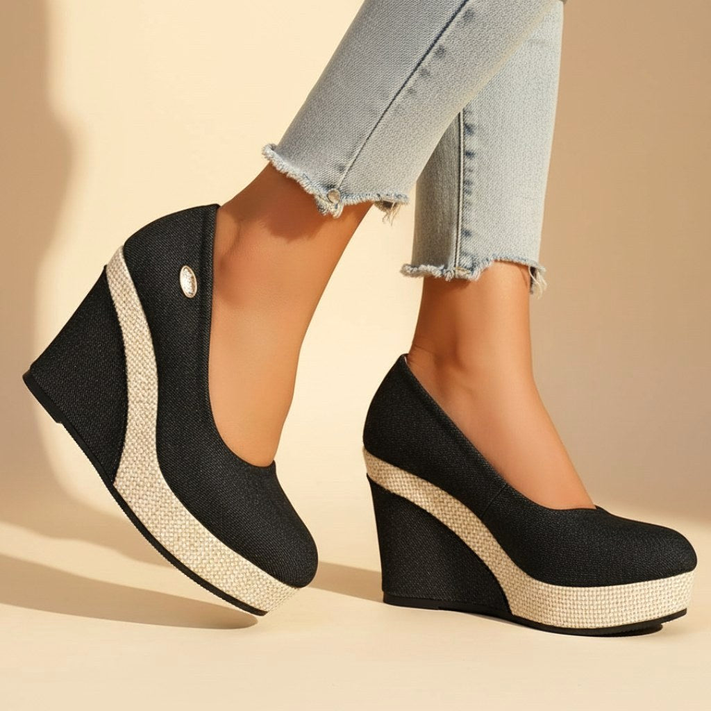 Simone | Women's Wedge Slip-On Shoes, Textured Platform Shoes | The Shrader Sisters