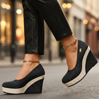 Simone | Women's Wedge Slip-On Shoes, Textured Platform Shoes | The Shrader Sisters