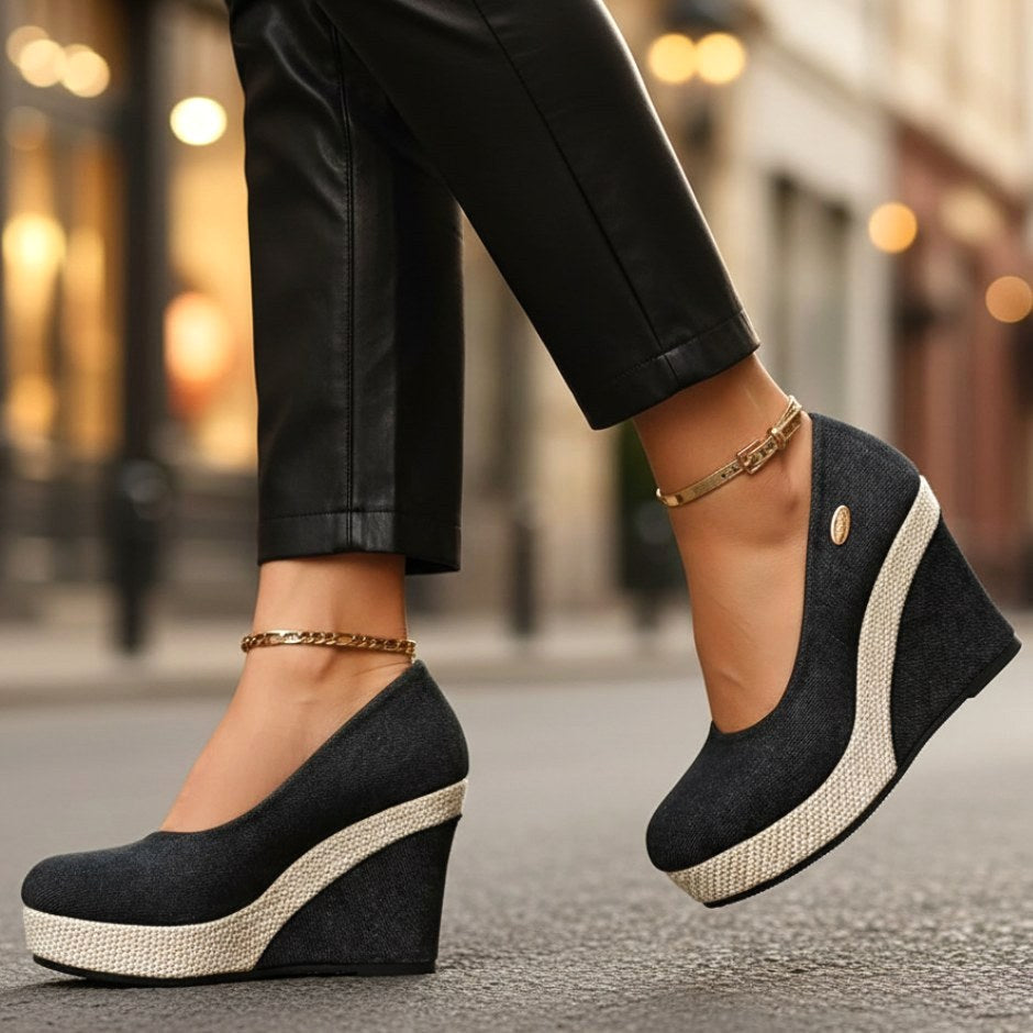 Simone | Women's Wedge Slip-On Shoes, Textured Platform Shoes | The Shrader Sisters