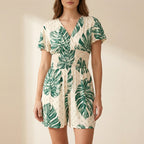 Soleila | Women's Tropical Wrap Romper With Pockets, Lightweight Summer Outfit for Holidays and Casual Wear, Lightweight Summer Outfit for Holidays and Casual Wear - White