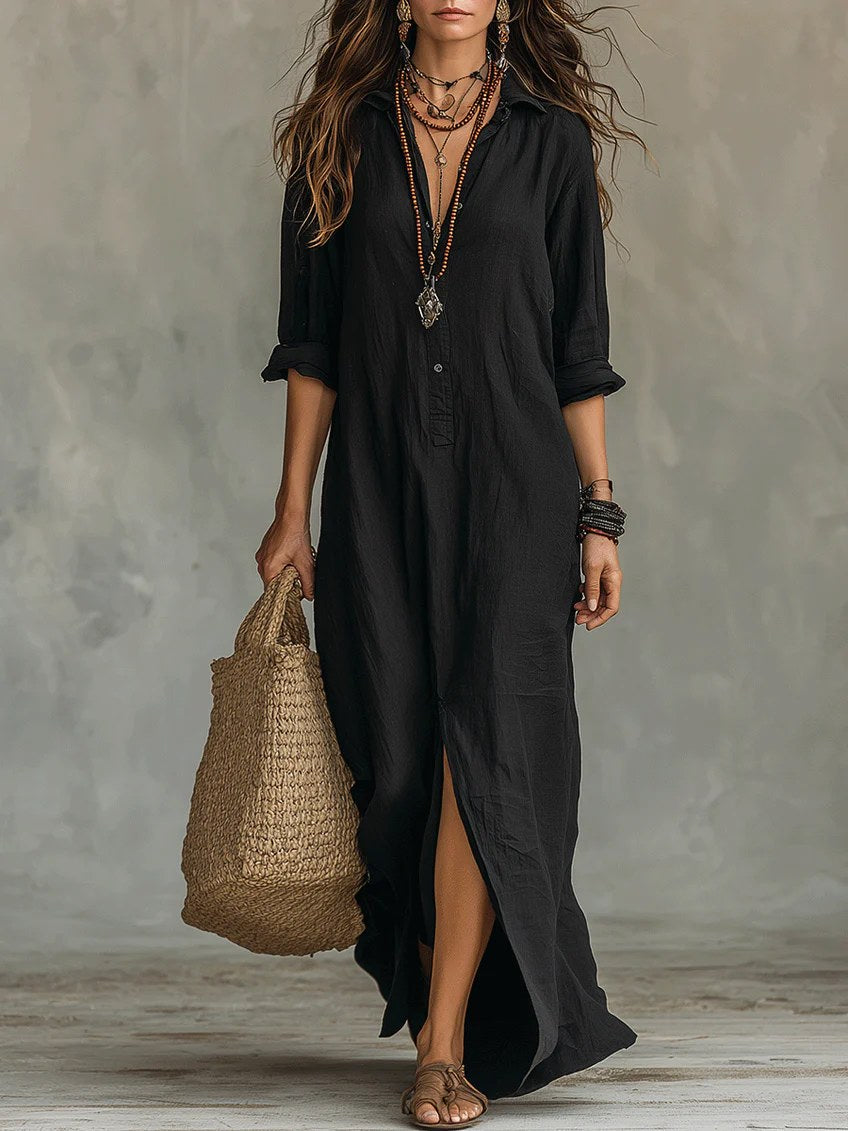 Soline | Women's Long Button-Front Maxi Dress - image 1
