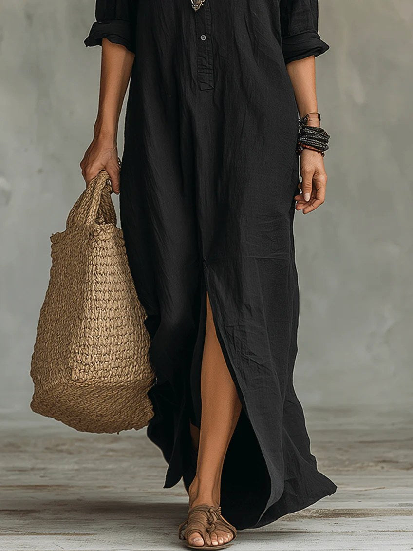Soline | Women's Long Button-Front Maxi Dress - image 5