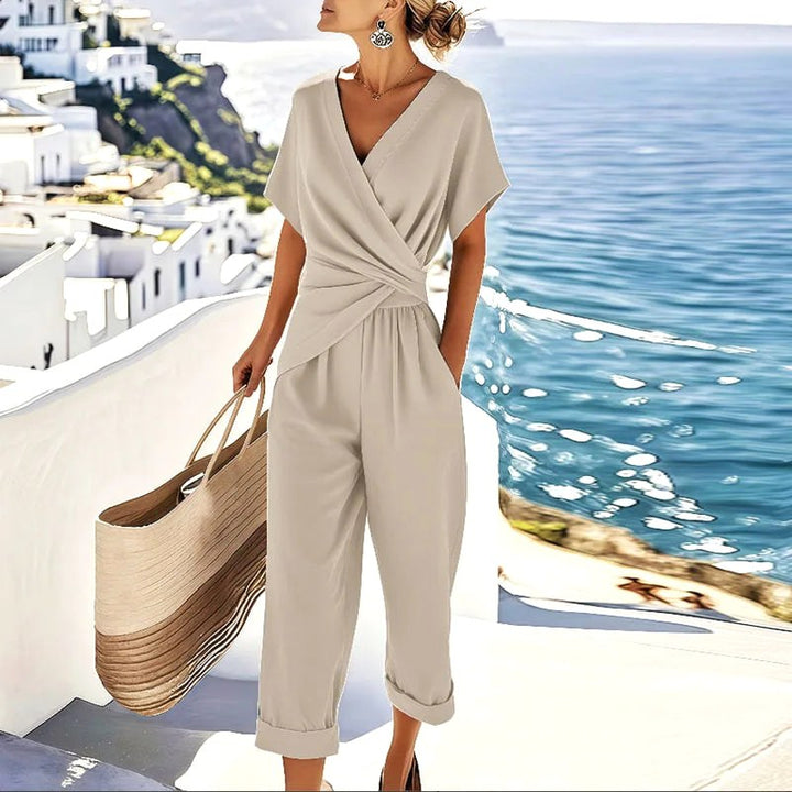 Sophia | Women's Elegant Wrap Two-Piece Set - Apricot