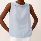 Sophia | Women's Sleeveless Roll Collar Top - Pink