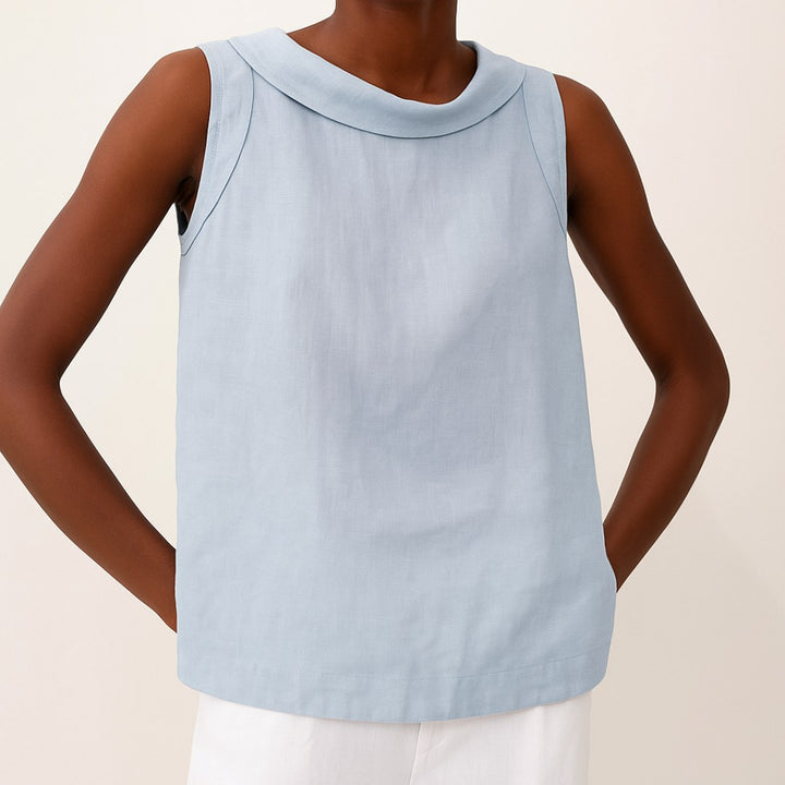 Sophia | Women's Sleeveless Roll Collar Top - Pink