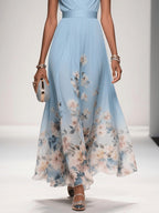 Sophie | Women's Floral V-Neck Midi Dress, A-Line Wedding Guest Dress | The Shrader Sisters