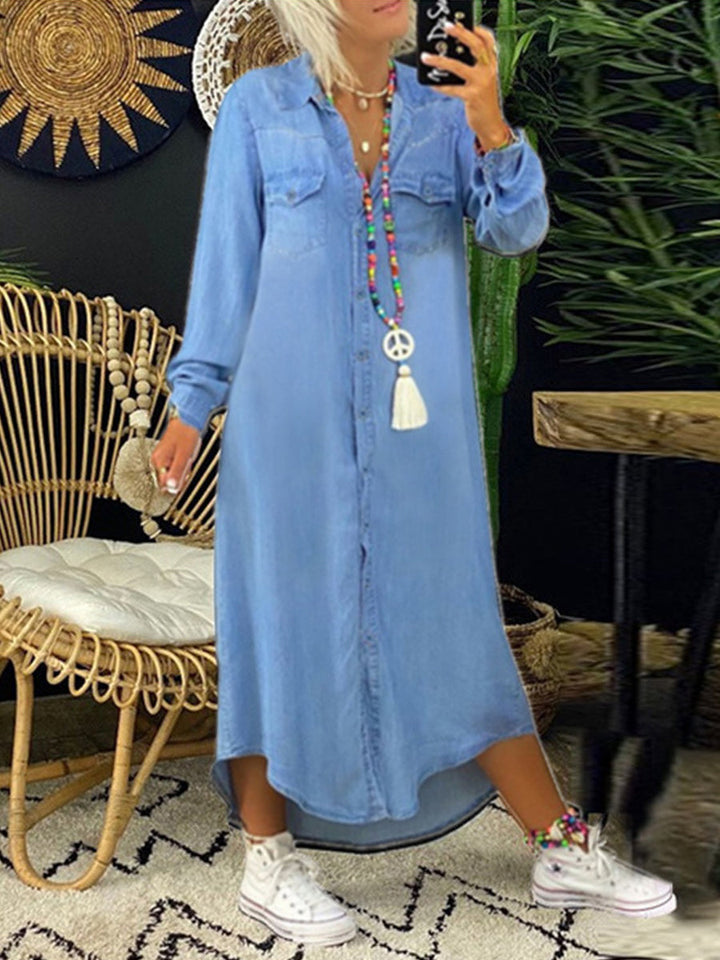 Helen | Elegant Casual Long Denim Shirt Dress