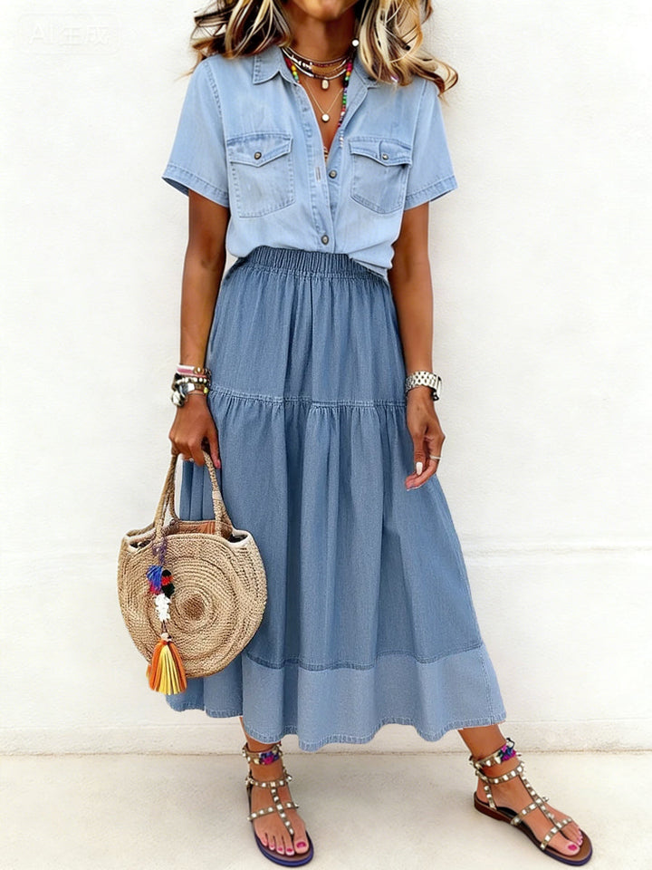Sarah | Denim Skirt with Elastic Waist
