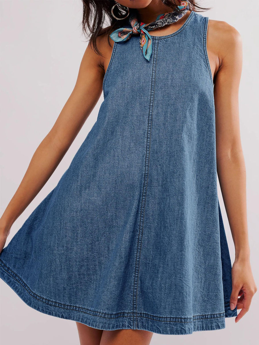 Nancy | Sleeveless Mini Denim Dress with Open Back