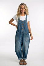 Stella | Women's Adjustable Buckle Denim Overalls, Relaxed Summer Outfit for Holidays and Everyday Wear, Relaxed Summer Outfit for Holidays and Everyday Wear - image 1