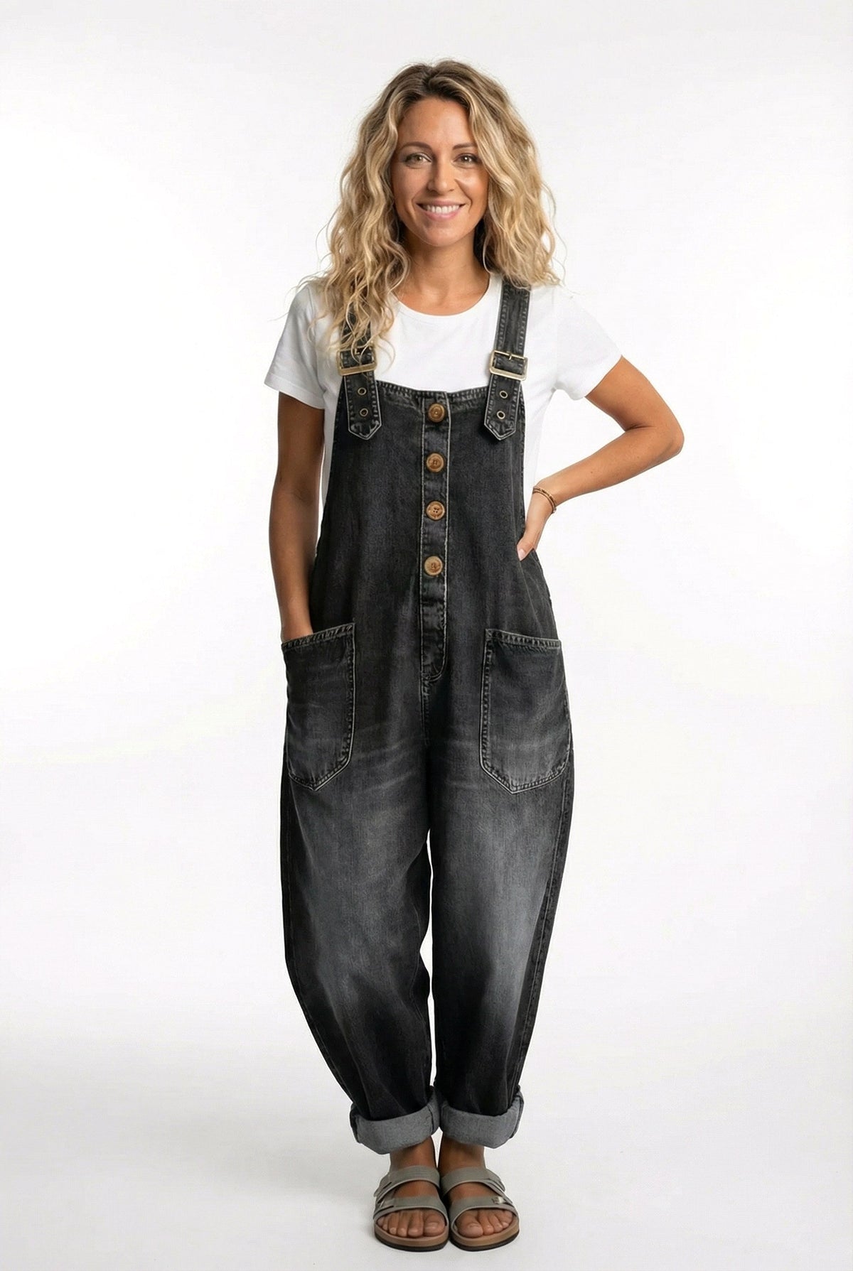 Stella | Women's Adjustable Buckle Denim Overalls, Relaxed Summer Outfit for Holidays and Everyday Wear, Relaxed Summer Outfit for Holidays and Everyday Wear - image 3