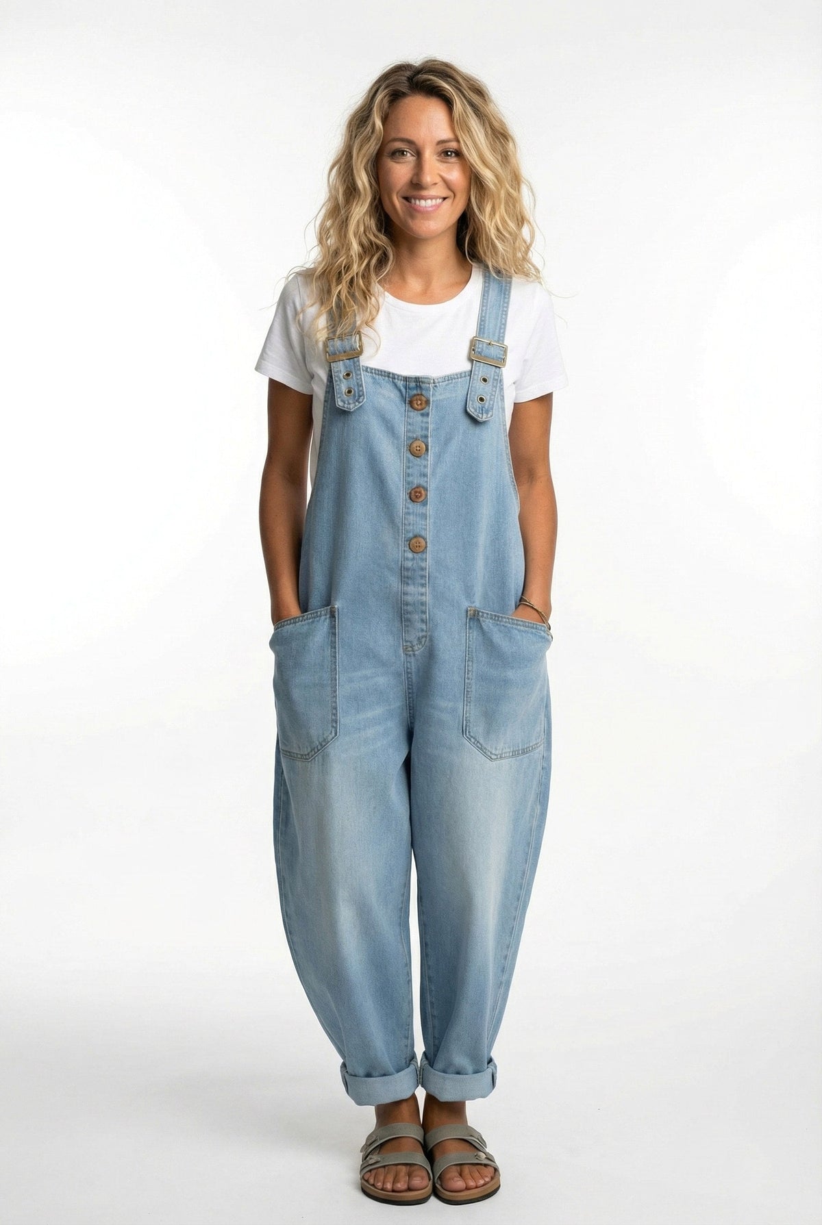 Stella | Women's Adjustable Buckle Denim Overalls, Relaxed Summer Outfit for Holidays and Everyday Wear, Relaxed Summer Outfit for Holidays and Everyday Wear - image 5