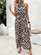 Stella | Women's Leopard Print Neckholder Jumpsuit, Lightweight Summer Outfit for Holidays and Casual Wear, Lightweight Summer Outfit for Holidays and Casual Wear - image 5