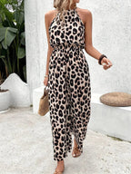Stella | Women's Leopard Print Neckholder Jumpsuit, Lightweight Summer Outfit for Holidays and Casual Wear, Lightweight Summer Outfit for Holidays and Casual Wear - image 6