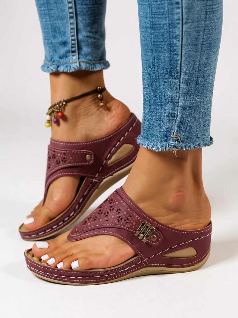 Summer | Women's Orthopedic Open Toe Thong Slide Sandals - Red