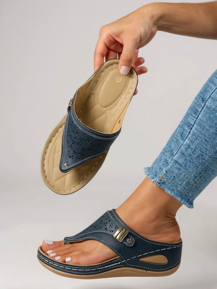 Summer | Women's Orthopedic Open Toe Thong Slide Sandals - Brown