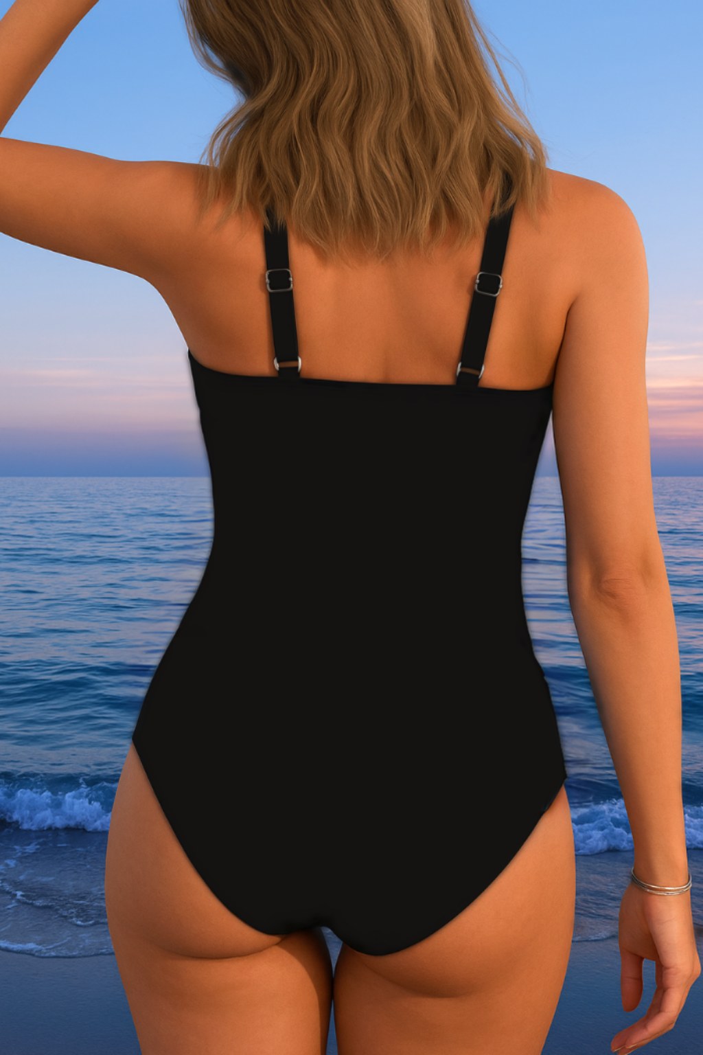 Susan | Women's Surplice Swimsuit with Colorful Print - Light Blue