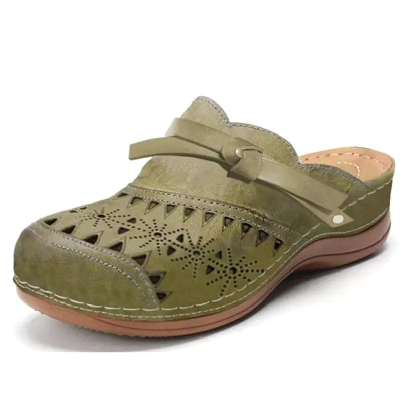 Tahlia | Women's Orthopaedic Memory Foam Clogs, Lightweight Comfort Clogs | The Shrader Sisters | Army Green