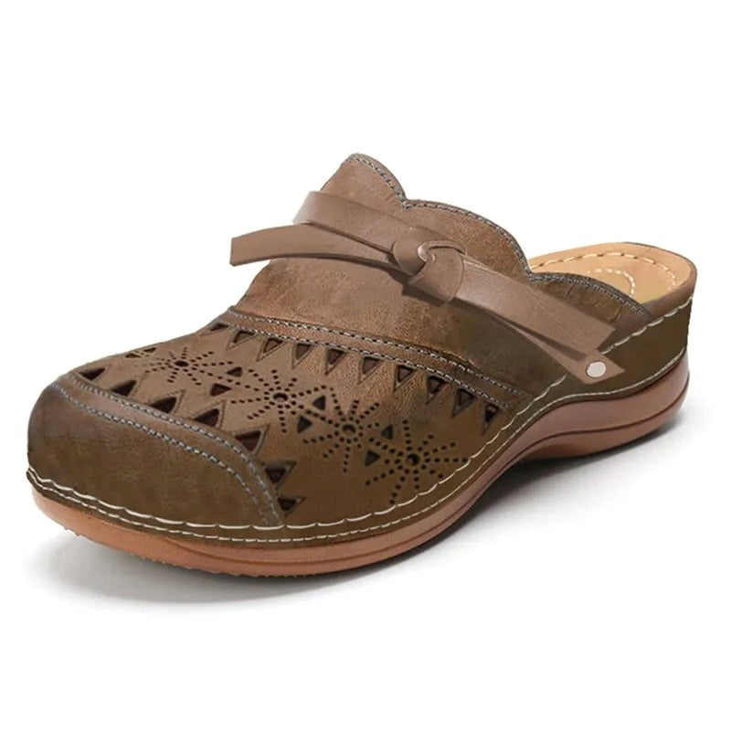Tahlia | Women's Orthopaedic Memory Foam Clogs, Lightweight Comfort Clogs | The Shrader Sisters | Brown