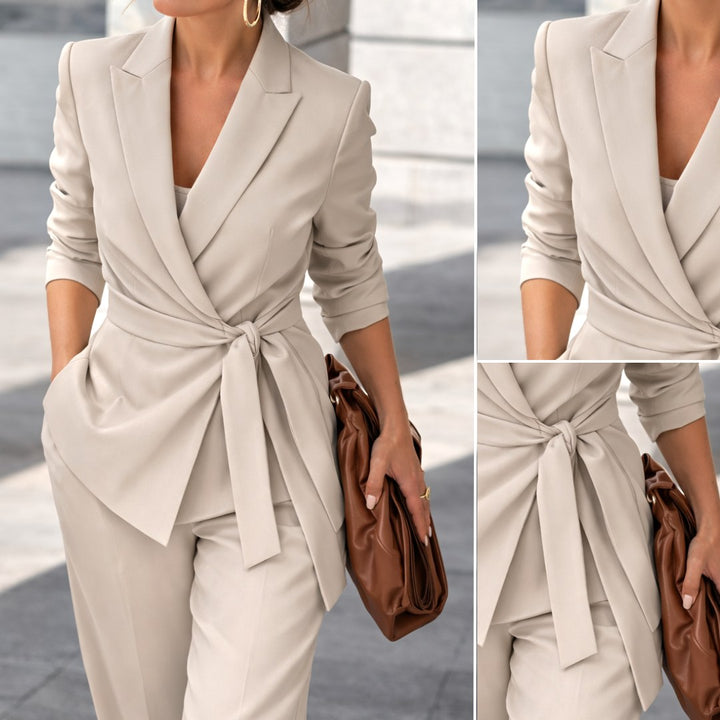 Tahlia | Women's Tailored Tie-Waist Blazer Suit, Two-Piece Set | The Shrader Sisters
