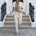 Tamara | Men's Linen Two-Piece Suit, Slim Fit Blazer Suit | The Shrader Sisters | Beige