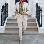 Tamara | Men's Linen Two-Piece Suit, Slim Fit Blazer Suit | The Shrader Sisters | Beige