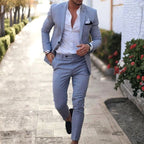 Tamara | Men's Linen Two-Piece Suit, Slim Fit Blazer Suit | The Shrader Sisters | Azul claro