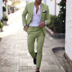 Tamara | Men's Linen Two-Piece Suit, Slim Fit Blazer Suit | The Shrader Sisters | Verde claro