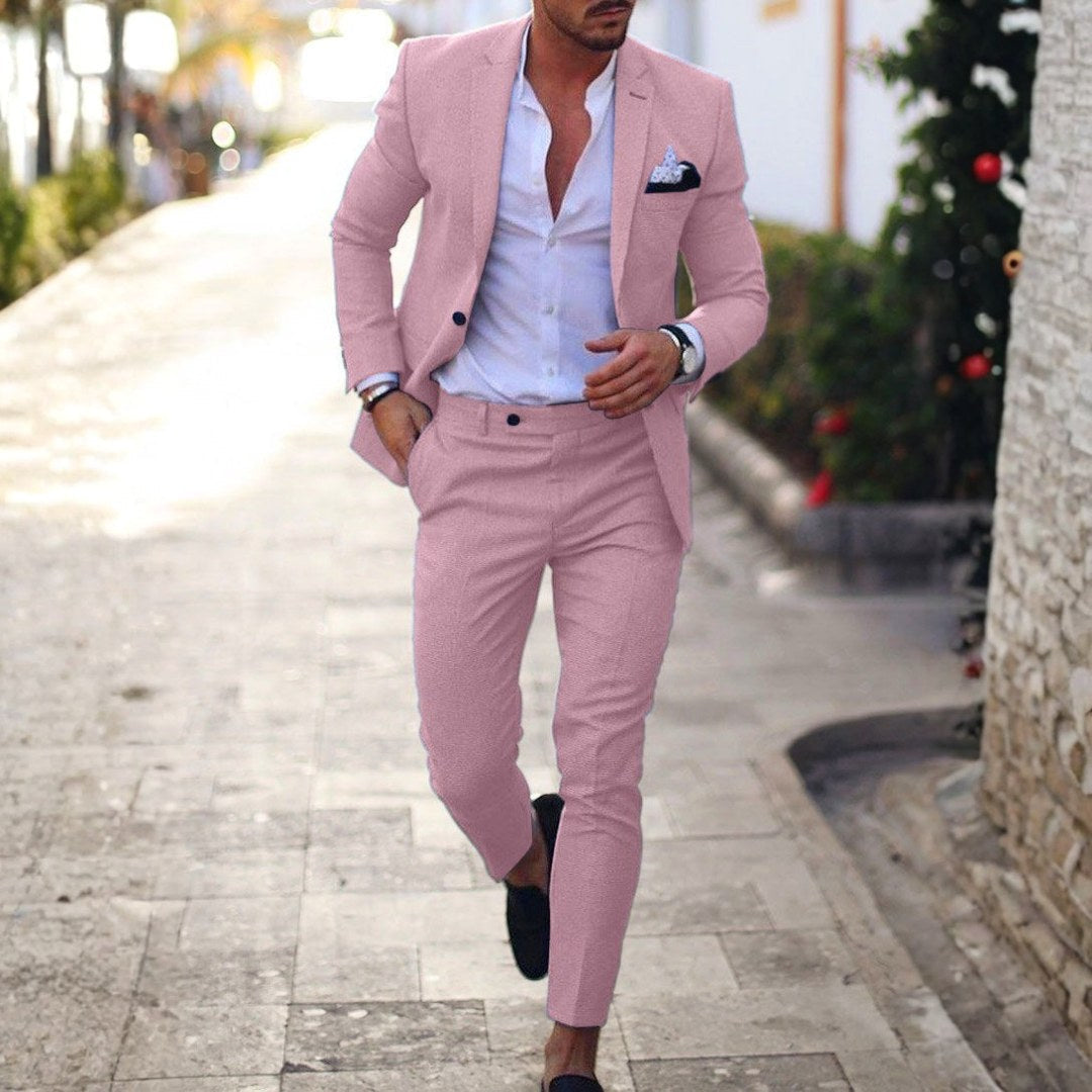 Tamara | Men's Linen Two-Piece Suit, Slim Fit Blazer Suit | The Shrader Sisters | Rosa