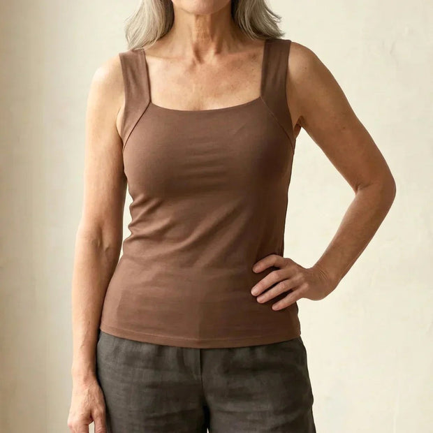 Tameka | Women's Built-In Comfort Bra Top, Soft-Touch Casual Top | The Shrader Sisters | Black