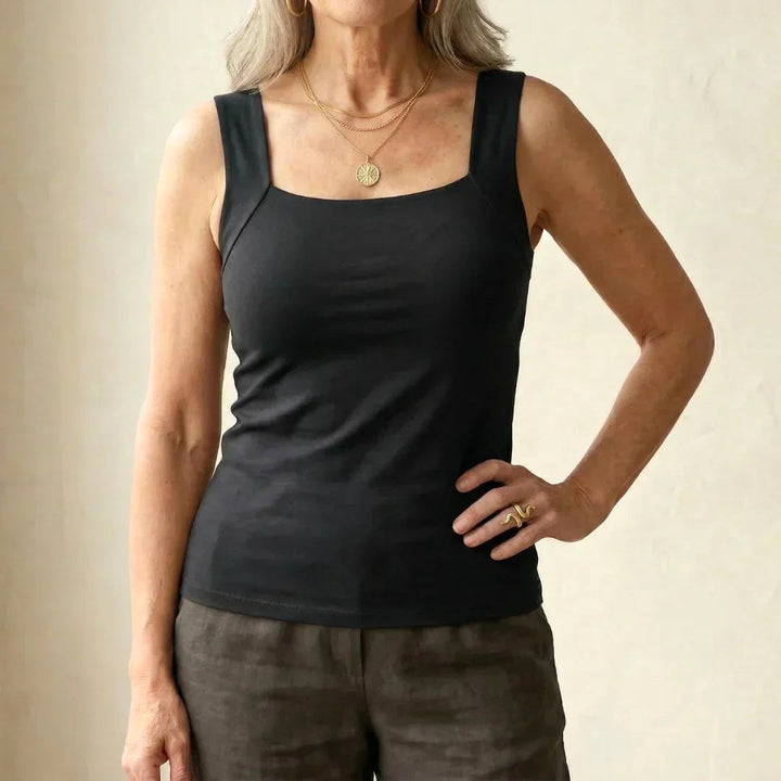 Tameka | Women's Built-In Comfort Bra Top, Soft-Touch Casual Top | The Shrader Sisters