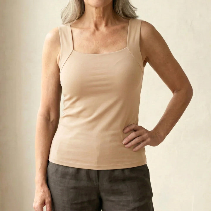 Tameka | Women's Built-In Comfort Bra Top, Soft-Touch Casual Top | The Shrader Sisters