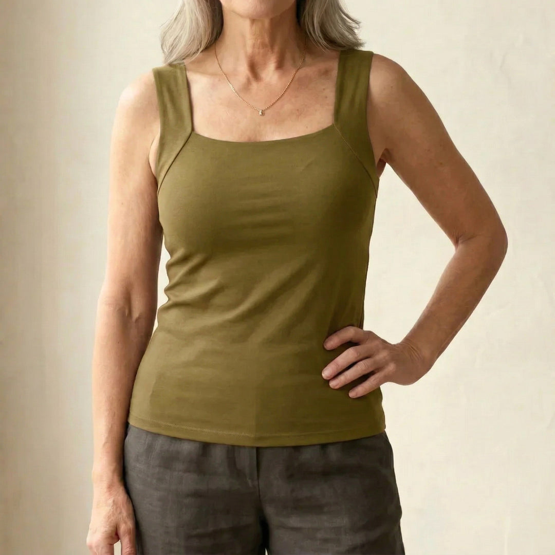 Tameka | Women's Built-In Comfort Bra Top, Soft-Touch Casual Top | The Shrader Sisters