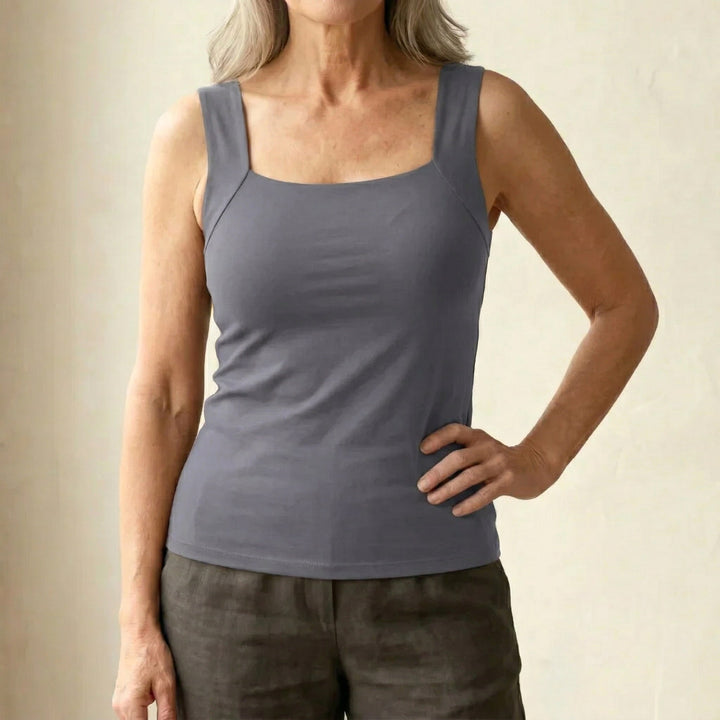 Tameka | Women's Built-In Comfort Bra Top, Soft-Touch Casual Top | The Shrader Sisters