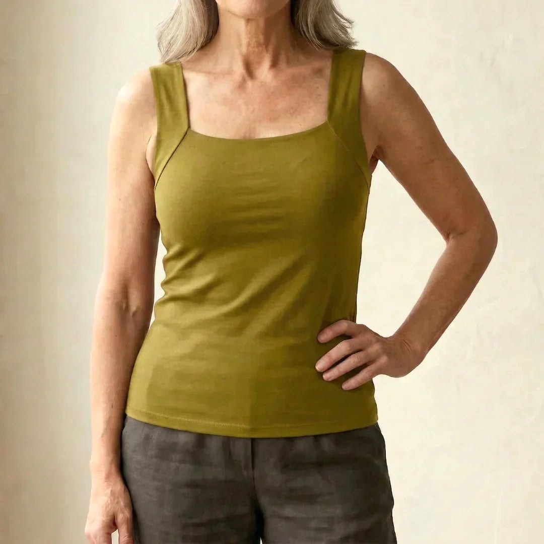 Tameka | Women's Built-In Comfort Bra Top, Soft-Touch Casual Top | The Shrader Sisters
