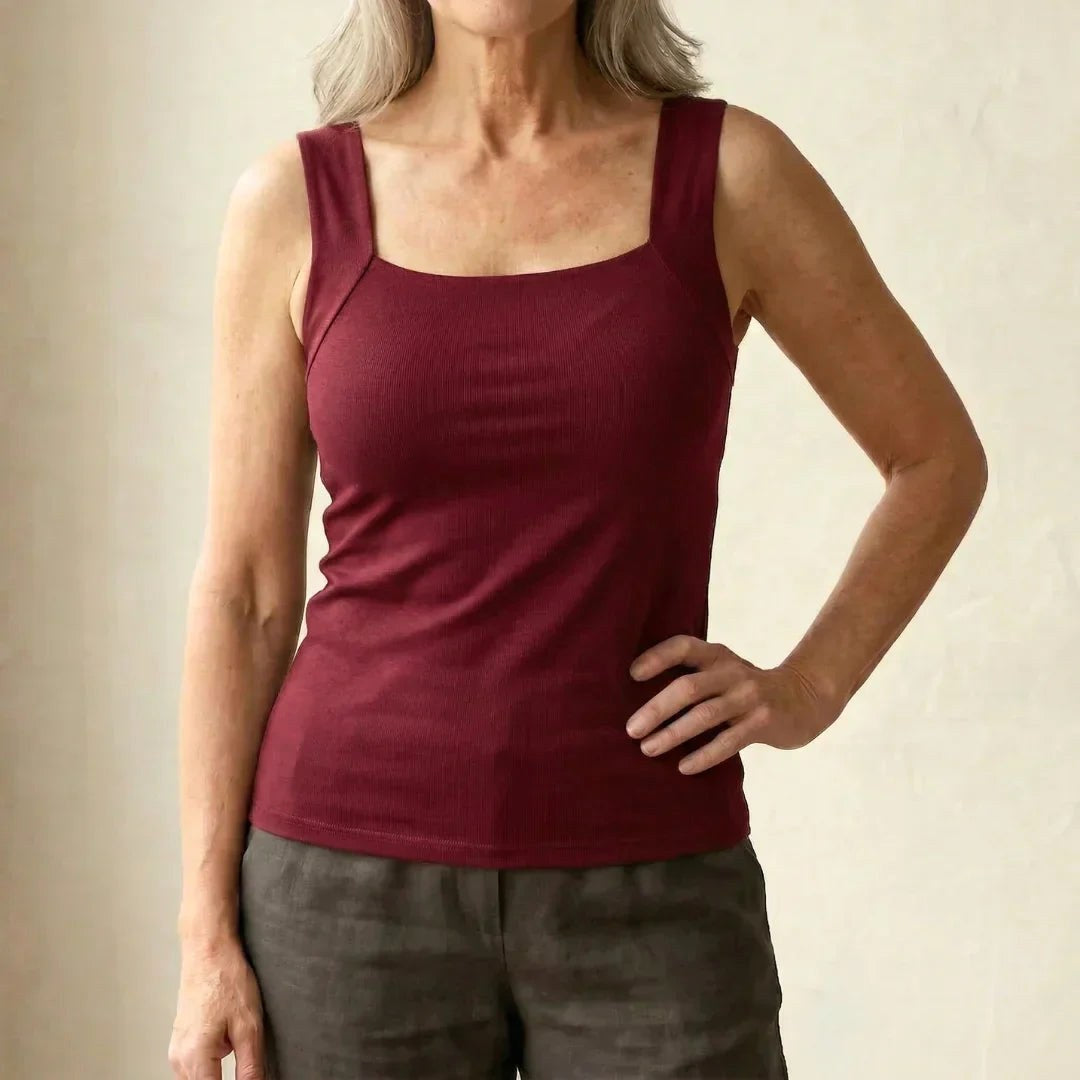 Tameka | Women's Built-In Comfort Bra Top, Soft-Touch Casual Top | The Shrader Sisters